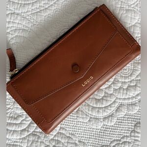 Lodis Cognac Leather Clutch Wallet